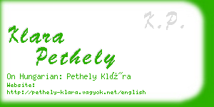 klara pethely business card